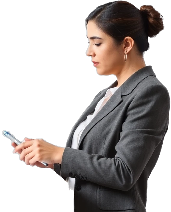 Emprendedora revisando finanzas de su negocio